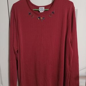 Koret Red Top with Colorful Embroidery